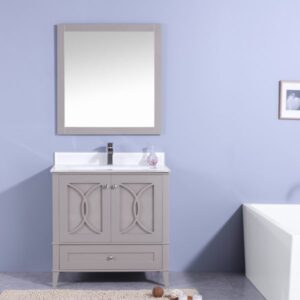 Legion Furniture WT7436-GW 36 Inch Vanity Set with Mirror in Gray, No Faucet