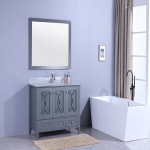 Legion Furniture WT7448-GG 48 Inch Vanity Set with Mirror in Gray, No Faucet