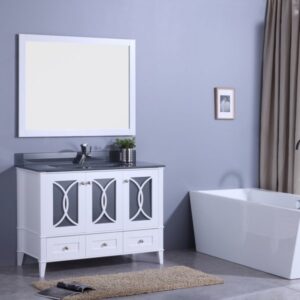 Legion Furniture WT7448-WT 48 Inch Vanity Set with Mirror in White, No Faucet