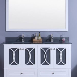 Legion Furniture WT7460-WT 60 Inch Vanity Set with Mirror in White, No Faucet