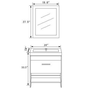 Legion Furniture WT9144 24 Inch Vanity Set with Mirror in Espresso, No Faucet