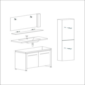 Legion Furniture WTH0932 31.5 Inch Vanity Set with Mirror and Side Cabinet in Light Maple