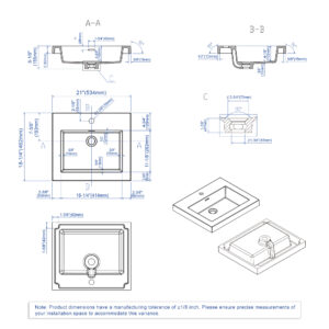 Dowell Topmount Bathroom Resin Basin 000 2118BP