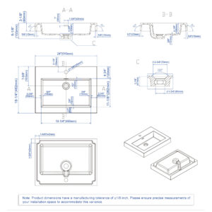 Dowell Topmount Bathroom Resin Basin 000 2418BP