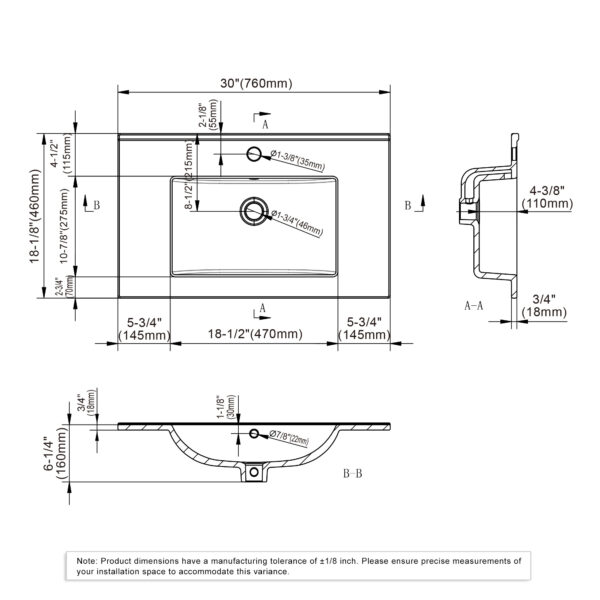 Dowell Topmount Bathroom Ceramic Basin 000 3018B