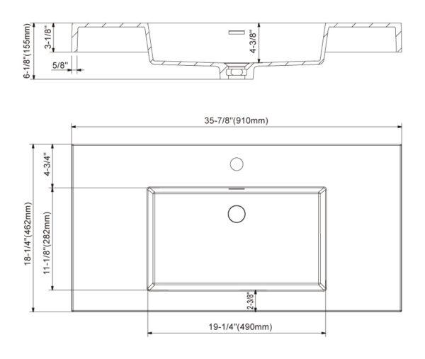 Dowell Topmount Bathroom Resin Basin 000 3618BP-MG