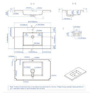 Dowell Topmount Bathroom Resin Basin 000 3722BP