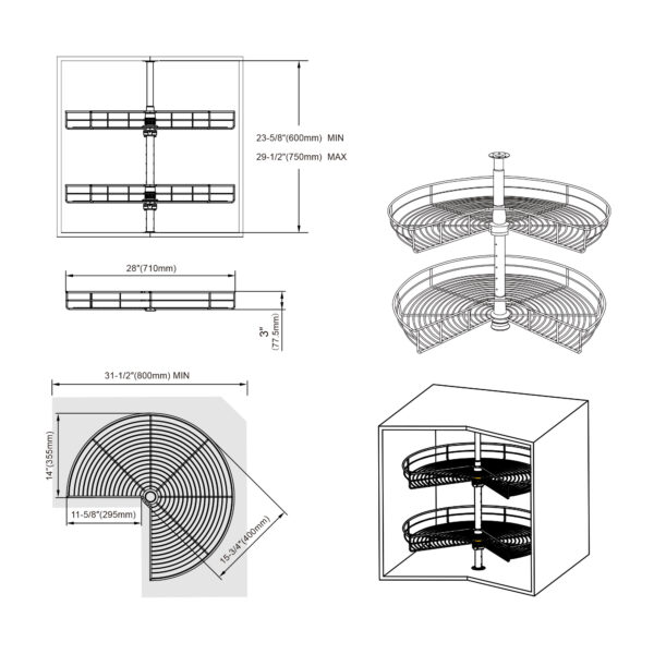 Dowell Base Corner Lazy Susan – 4001 270 28