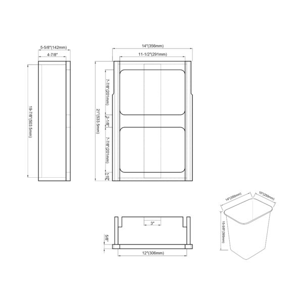 Dowell Pullout Waste Basket for B18-4006 0218