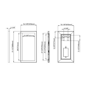 Dowell Black Alu Frame Mirror 5005 1831