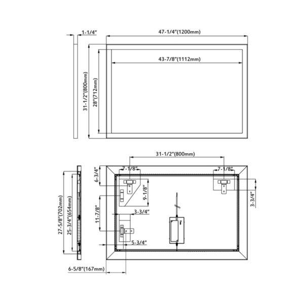 Dowell Black Alu Frame Mirror 5005 4831