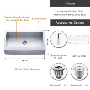 Dowell Undermount Kitchen Sinks Handcrafted Series-6002 3520