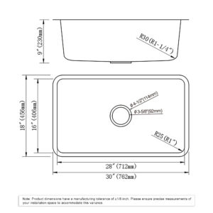 Dowell Undermount Kitchen Sinks Handcrafted Small-Radius Corner (R25) Series 6005 3018