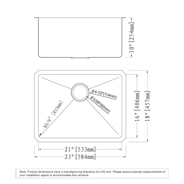 Dowell Undermount Kitchen Sinks Handcrafted Small-Radius Corner Series-6008 2318