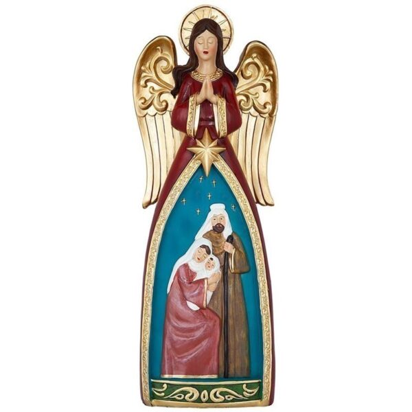 Design Toscano AL20523 7 1/2 Inch Christmas Angel Figurine with Holy Family