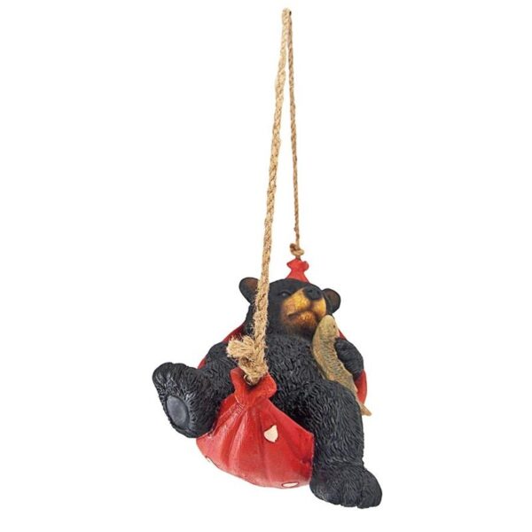 Design Toscano AL59947 10 Inch Summer Snooze Hanging Bear Statue - Black