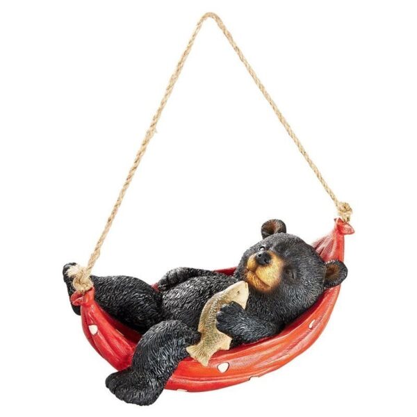 Design Toscano AL59947 10 Inch Summer Snooze Hanging Bear Statue - Black