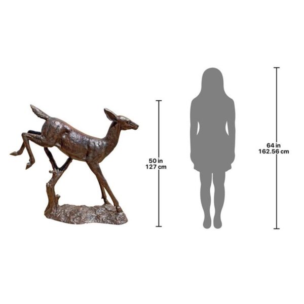 Design Toscano AS25398 60 Inch Leaping Deer Statue - Bronze