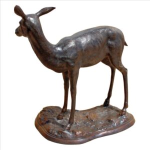 Design Toscano AS9223681 25 Inch Standing Doe and Fawn Statues - Bronze