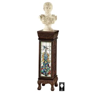 Design Toscano BN1036 10 Inch Peacock Stained Glass Pedestal