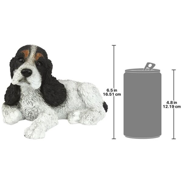 Design Toscano CF2458 10 Inch Cocker Spaniel Puppy - Black and White