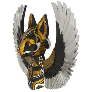 Design Toscano CL76042 12 Inch Goddess Bastet Winged Cat Wall Plaque