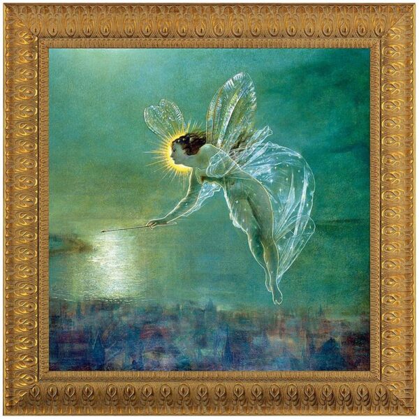 Design Toscano DA1376 47 1/2 Inch Spirit of The Night Fairy 1879 Framed Canvas Replica Painting - Estate