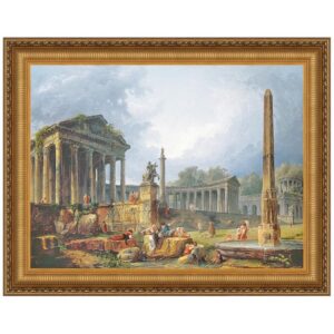 Design Toscano DA1472 29 1/4 Inch Architectural Capriccio with Obelisk Canvas Replica Painting - Medium