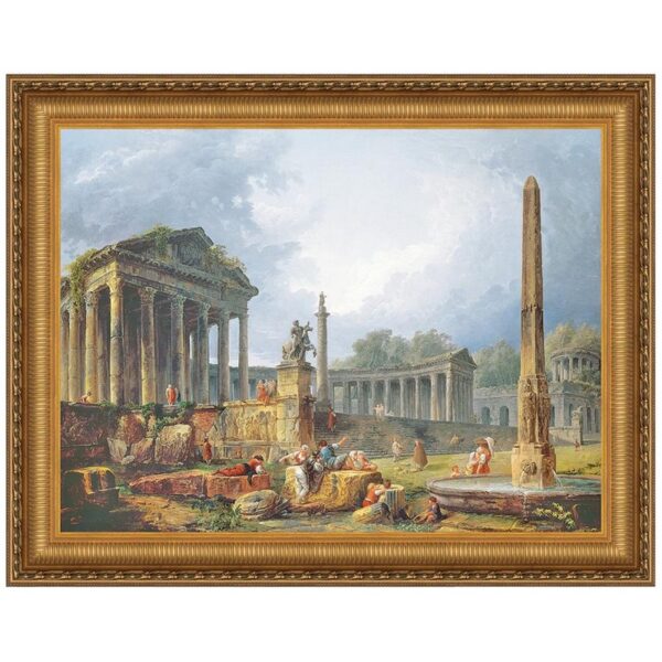 Design Toscano DA1472 29 1/4 Inch Architectural Capriccio with Obelisk Canvas Replica Painting - Medium