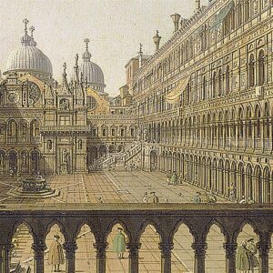 Design Toscano DA1572 21 1/2 Inch Interior Court of The Doges Palace Venice 1756 Canvas Replica Painting - Medium