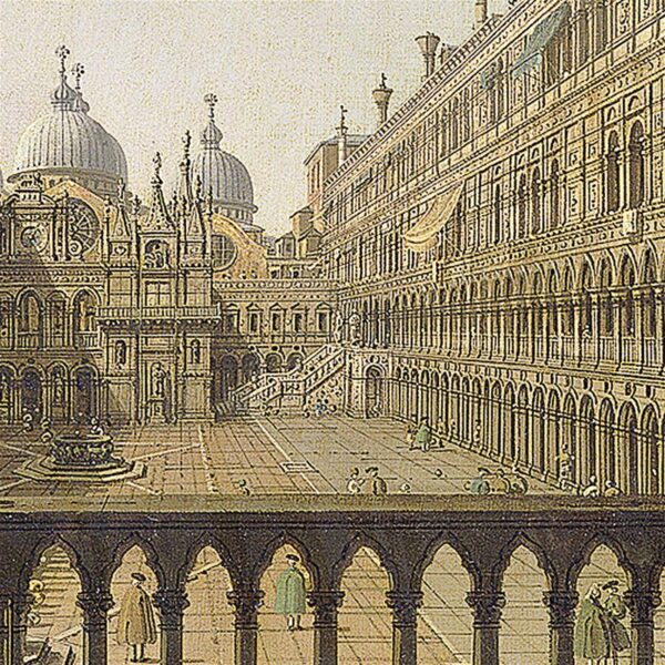 Design Toscano DA1572 21 1/2 Inch Interior Court of The Doges Palace Venice 1756 Canvas Replica Painting - Medium