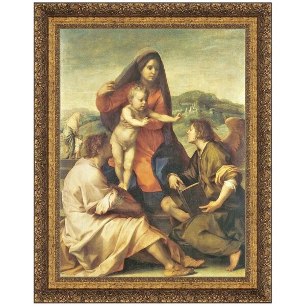 Design Toscano DA1673 28 Inch The Virgin and Child with a Saint and an Angel 1509-14 Canvas Replica Painting - Large