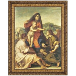 Design Toscano DA1671 12 1/2 Inch The Virgin and Child with a Saint and an Angel 1509-14 Canvas Replica Painting - Small