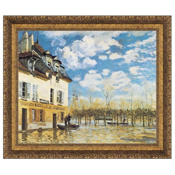 Design Toscano DA1941 15 Inch Linondation a Port Marly 1876 Canvas Replica Painting - Small