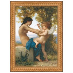 Design Toscano DA2074 36 Inch Young Girl Defending Herself Against Eros 1880 Canvas Replica Painting - Grande