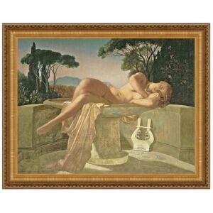 Design Toscano DA2102 29 1/4 Inch Girl in a Basin Framed Canvas Replica Painting - Medium