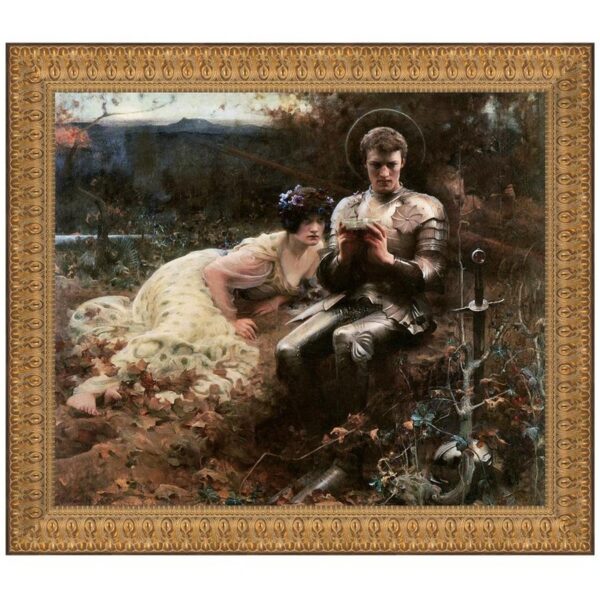 Design Toscano DA2602 28 1/2 Inch The Temptation of Sir Percival 1894 Canvas Replica Painting - Medium