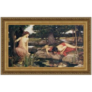 Design Toscano DA2774 52 1/4 Inch Echo and Narcissus 1903 Framed Canvas Replica Painting - Grande