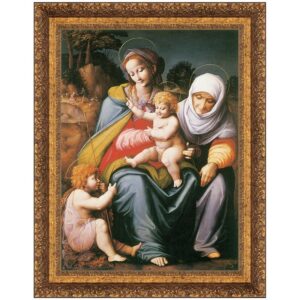 Design Toscano DA2821 12 1/2 Inch The Virgin and Child with St Elizabeth and St John Framed Canvas Replica Painting - Small