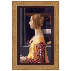 Design Toscano DA2862 20 1/2 Inch Portrait of Giovanna Degli Albizzi Tornabuoni 1499 Framed Canvas Replica Painting - Medium