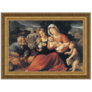 Design Toscano DA2932 29 1/4 Inch Holy Family with Saint John and Mary Magdalene Framed Canvas Replica Painting - Medium