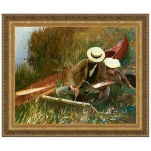 Design Toscano DA3204 45 3/4 Inch Paul Helleu Sketching with His Wife 1889 Canvas Replica Painting - Grande