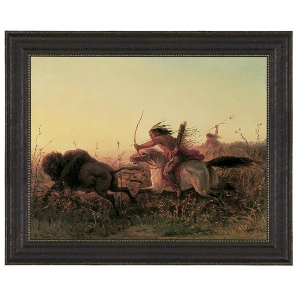 Design Toscano DA3331 15 1/2 Inch Indian Buffalo Hunt 1856 Canvas Replica Painting - Small