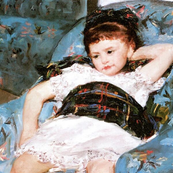 Design Toscano DA3403 40 1/2 Inch Little Girl in a Blue Armchair 1878 Canvas Replica Painting - Large