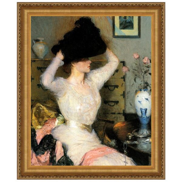 Design Toscano DA3482 25 1/4 Inch The Black Hat Lady Trying on a Hat 1904 Canvas Replica Painting - Medium