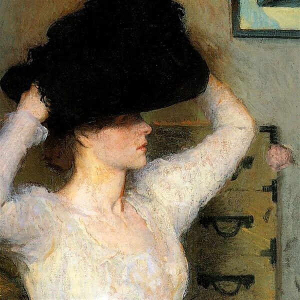 Design Toscano DA3482 25 1/4 Inch The Black Hat Lady Trying on a Hat 1904 Canvas Replica Painting - Medium