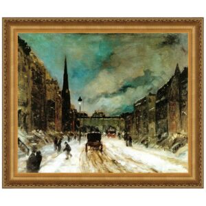 Design Toscano DA3513 37 3/4 Inch Street Scene with Snow Framed Canvas Replica Painting - Large