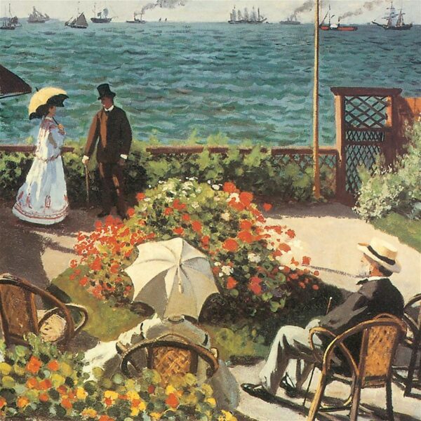 Design Toscano DA3791 17 1/4 Inch The Terrace at Sainte Adresse 1867 Canvas Replica Painting - Small