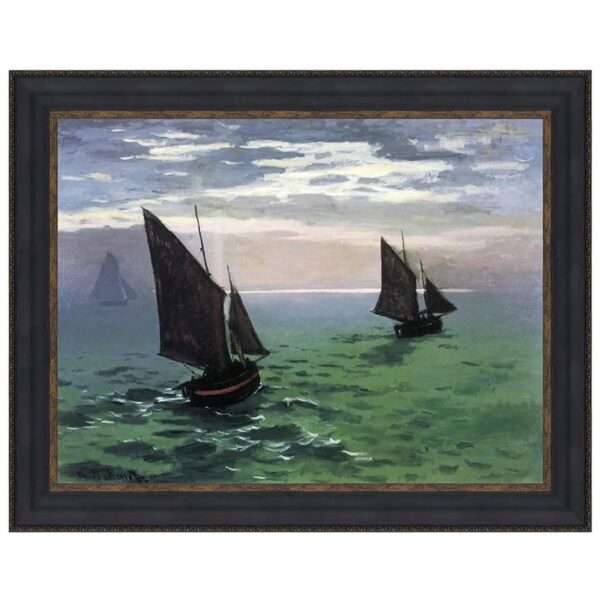 Design Toscano DA3824 48 1/4 Inch Fishing Boats at Sea 1868 Canvas Replica Painting - Grande