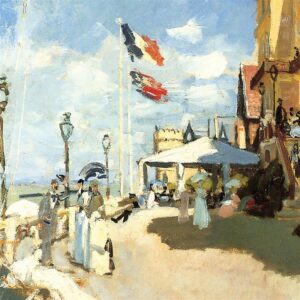 Design Toscano DA3842 22 1/4 Inch Hotel Des Roches Noires Trouville 1870 Canvas Replica Painting - Medium